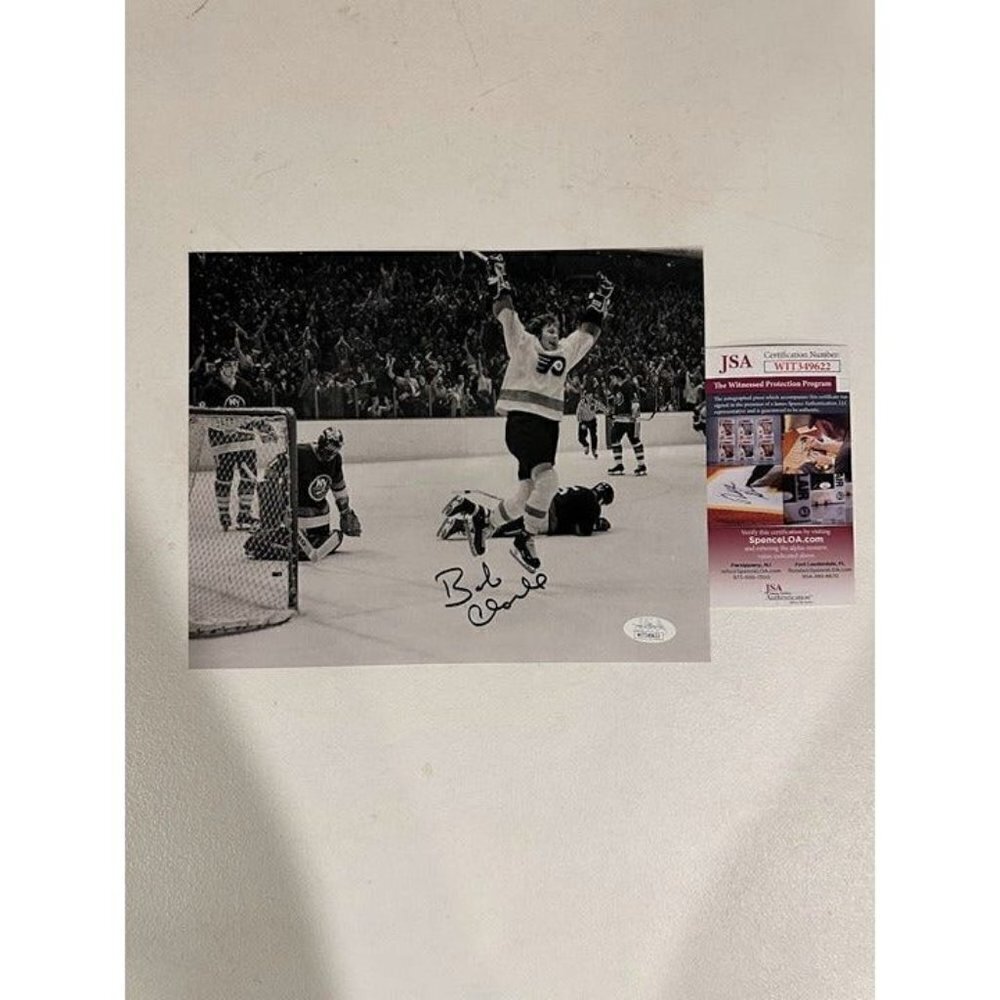 Bob Clarke signed autographed Philadelphia Flyers Celebration 8x10 Photo JSA